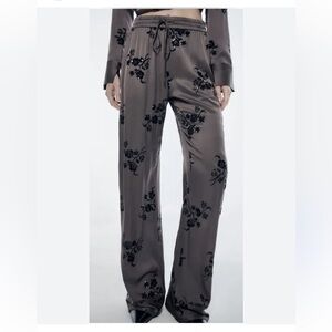 Zara Embroidered Sequin Pants - Size Medium